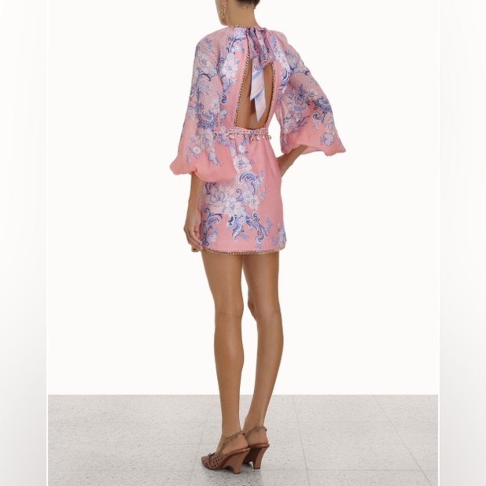 Zimmerman Poscard Mini Pink and Blue Boho Tunic Dress - Picture 4 of 4